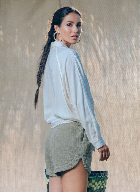 CHEMISE MATARI ECRU-PALEM