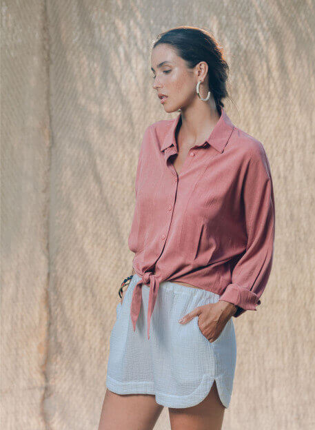 CHEMISE MATARI TERRACOTTA-PALEM