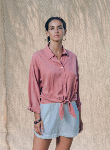 CHEMISE MATARI TERRACOTTA-PALEM