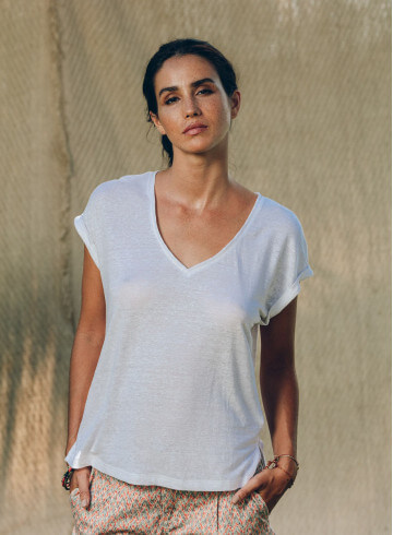 T-SHIRT MANUI BLANC-PALEM