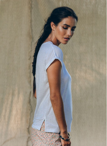 T-SHIRT MANUI BLANC-PALEM