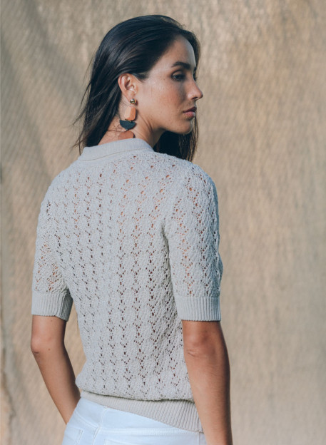 POLO MAILLE ENOA ECRU-PALEM