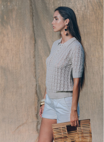 POLO MAILLE ENOA ECRU-PALEM