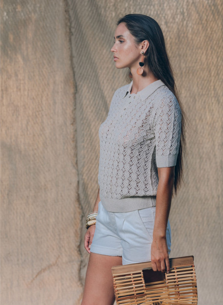POLO MAILLE ENOA ECRU-PALEM