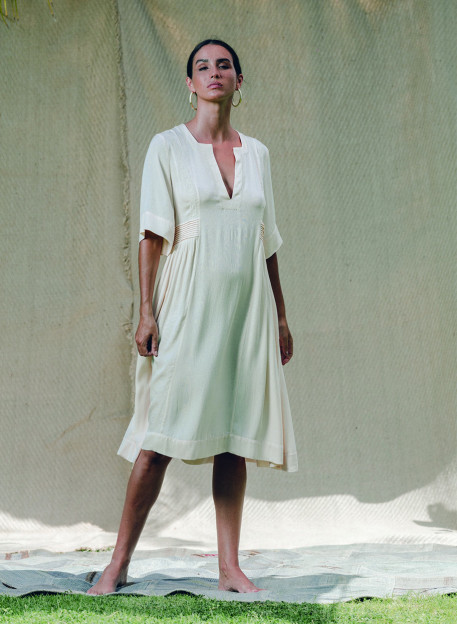 ROBE ENOHA ECRU-PALEM